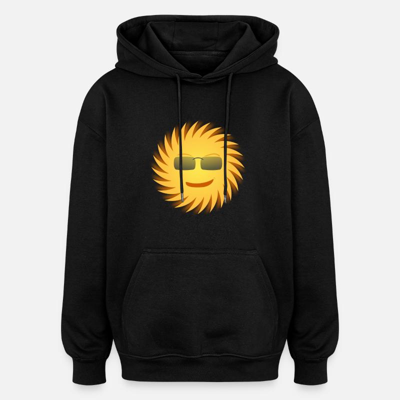 Sun with sunglasses. Gift - Oversized Unisex Hoodie - black