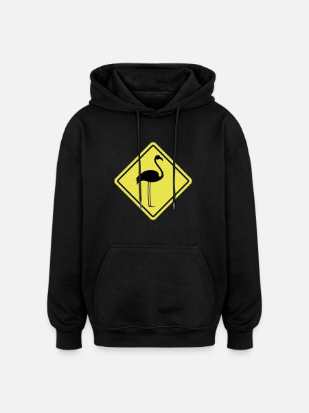 Flamingo Sign - Oversized Unisex Hoodie - black