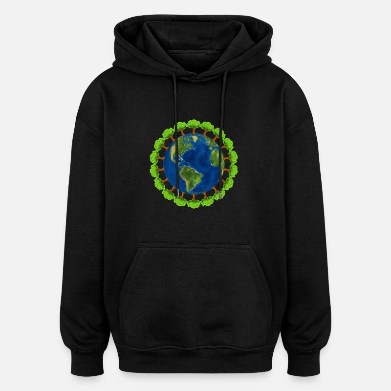 worldtree - Sweat à capuche oversize unisexe - noir