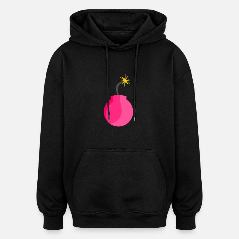 Icône de bombe rose - Sweat à capuche oversize unisexe - noir