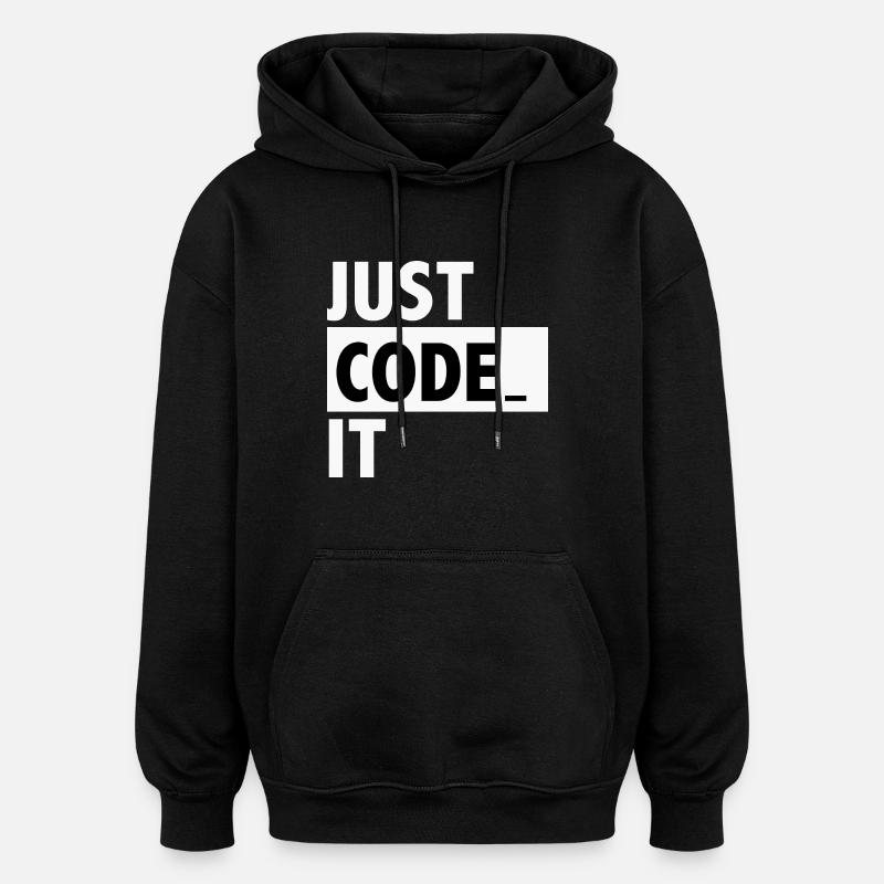 just code it - Sweat à capuche oversize unisexe - noir