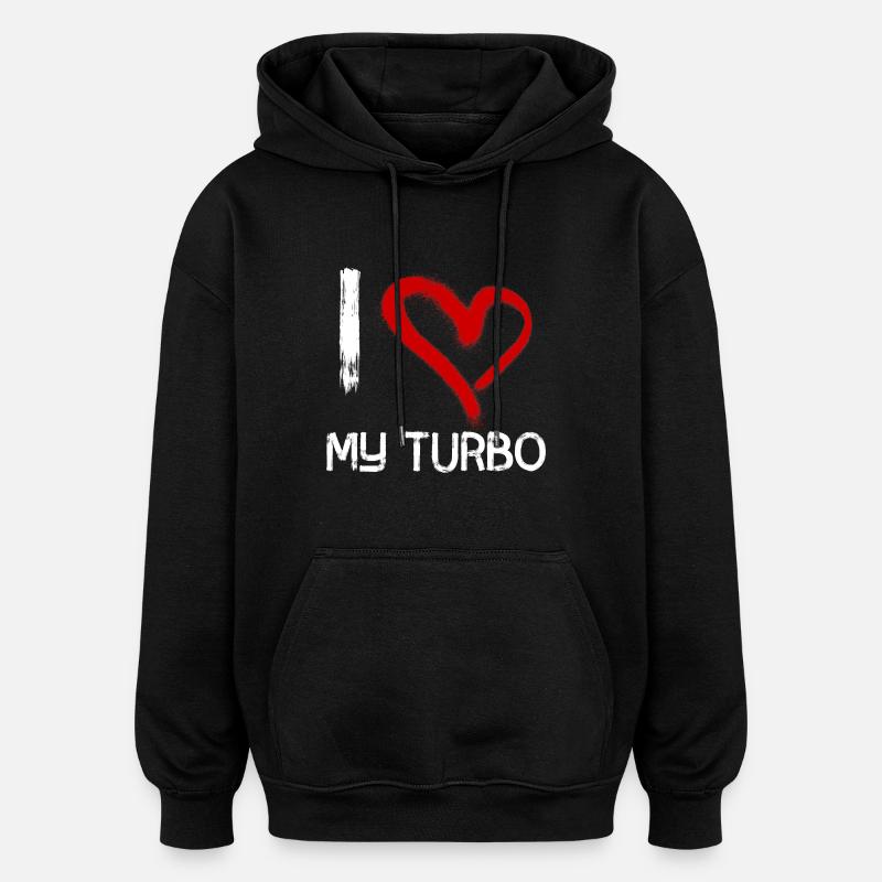 J'aime mon turbo - Sweat à capuche oversize unisexe - noir