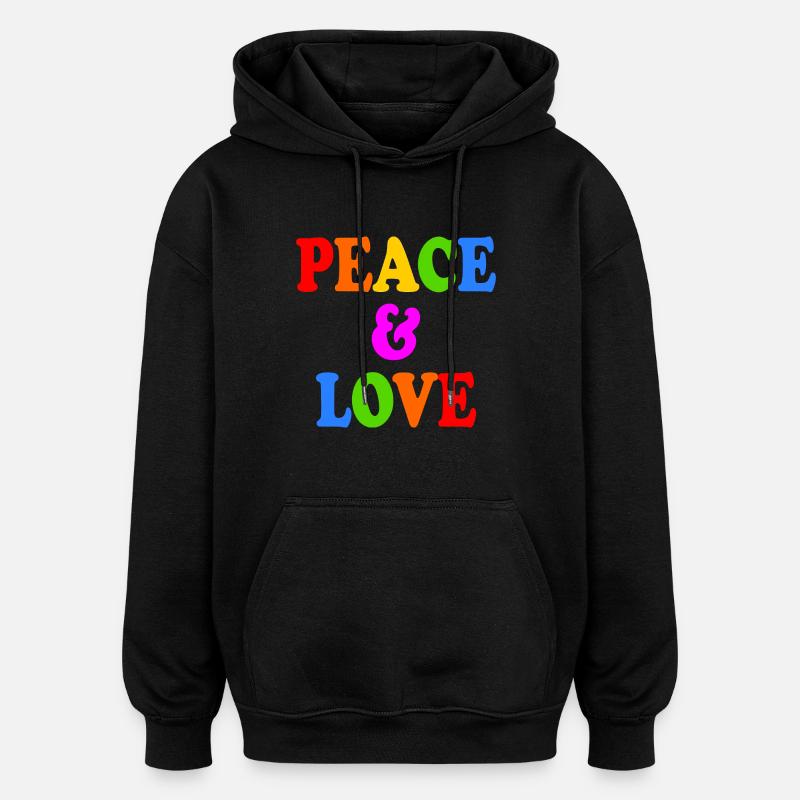 Peace and love - Sweat à capuche oversize unisexe - noir