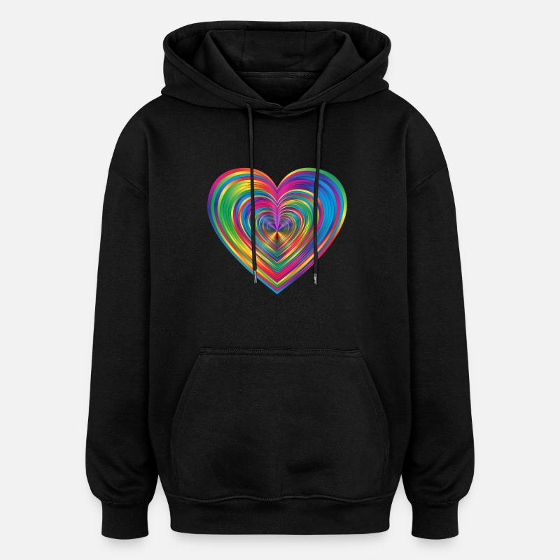 Regenbogen herz - Oversized Unisex Hoodie - Schwarz
