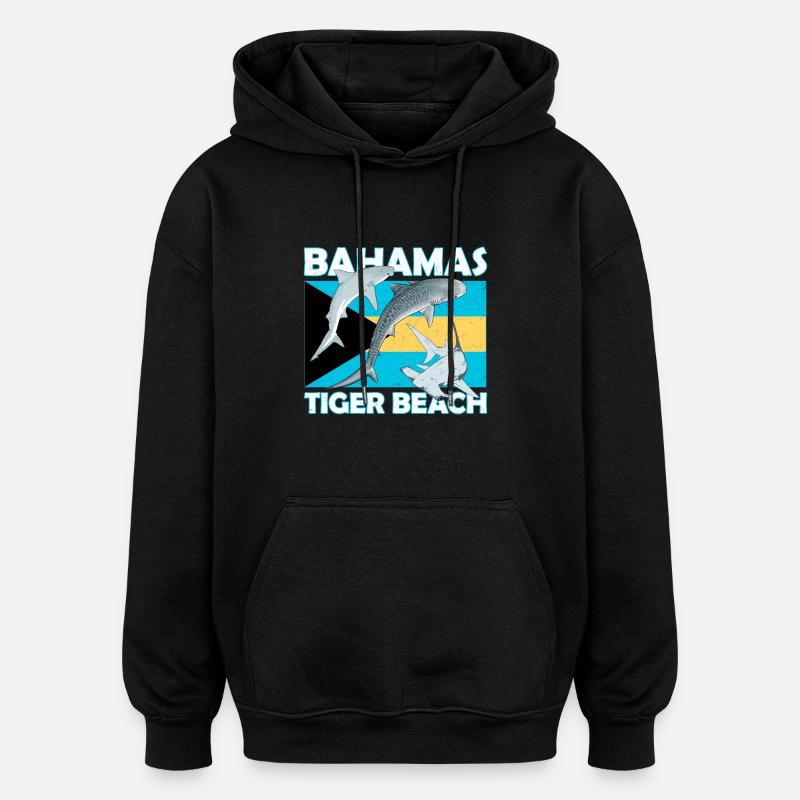 Tiger Beach, Bahamas - Sweat à capuche oversize unisexe - noir
