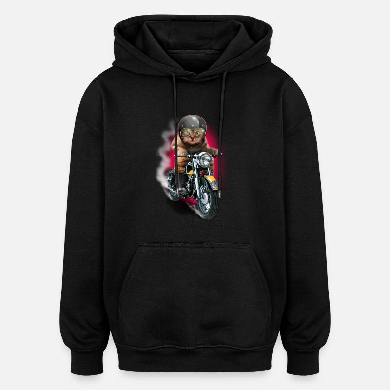 CAT RIDER - Sweat à capuche oversize unisexe - noir