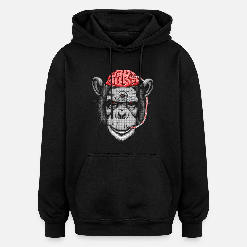 Brain Chimp 2 - Oversized Unisex Hoodie - black
