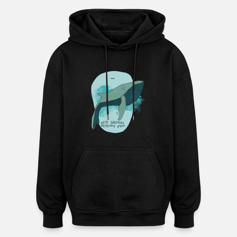 baleine - Sweat à capuche oversize unisexe - noir