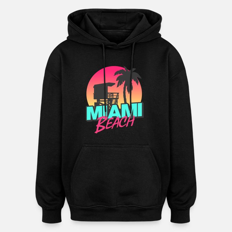 Miami Beach - Sweat à capuche oversize unisexe - noir