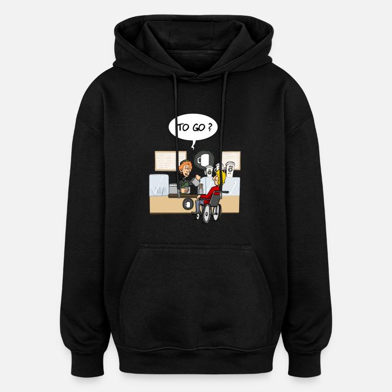 Pour aller? - Sweat à capuche oversize unisexe - noir