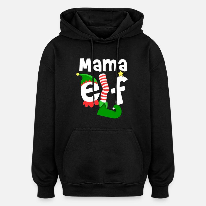 Mama Elf Christmas - Sweat à capuche oversize unisexe - noir
