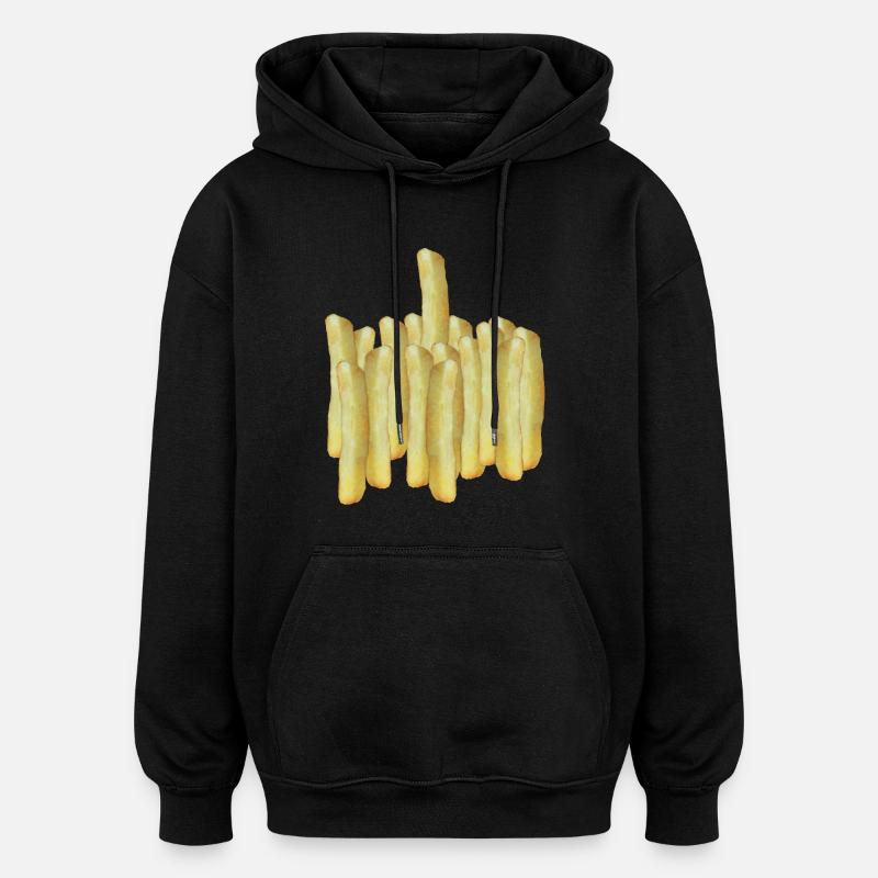 Frites One - Sweat à capuche oversize unisexe - noir