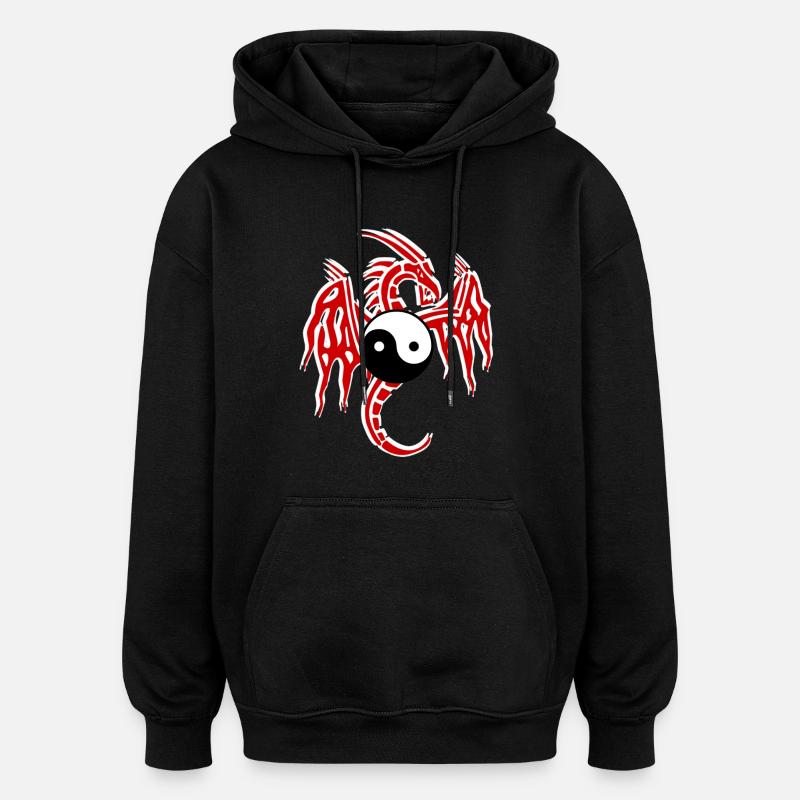 dragon chinois - Sweat à capuche oversize unisexe - noir