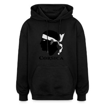 corsica corse - Sweat à capuche oversize unisexe - noir - Devant - Noah (186cm)