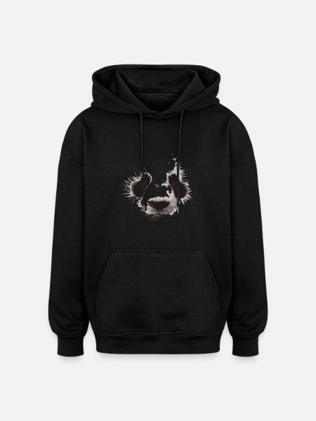 Panda Gesicht - Oversized Unisex Hoodie - Schwarz