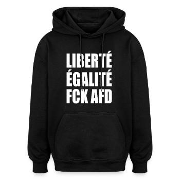 Gegen rechts - Liberté Égalité FCK AFD - Oversized Unisex Hoodie - Schwarz - Vorne - Noah (186cm)