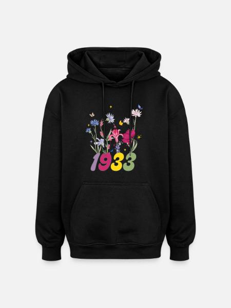 Year of birth 1933 wildflowers - Oversized Unisex Hoodie - black