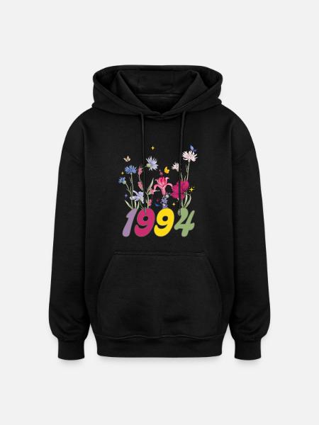 Year of birth 1994 wildflowers - Oversized Unisex Hoodie - black