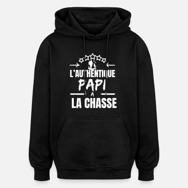 L 'AUTHENTIQUE PAPI CHASSEUR - Sweat à capuche oversize unisexe - noir