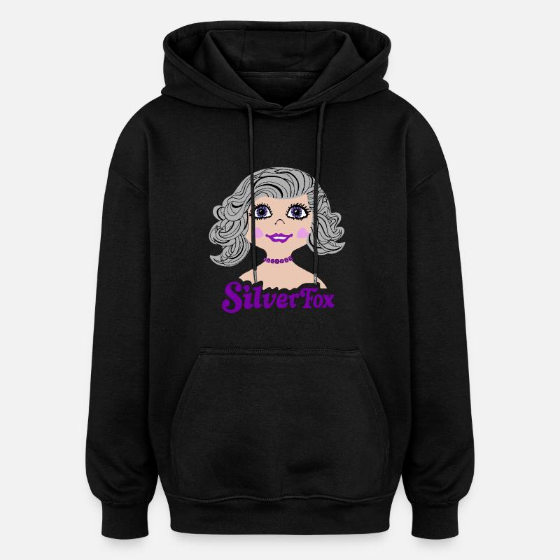 Silverfox Cheveux Gris Nostalgie - Sweat à capuche oversize unisexe - noir