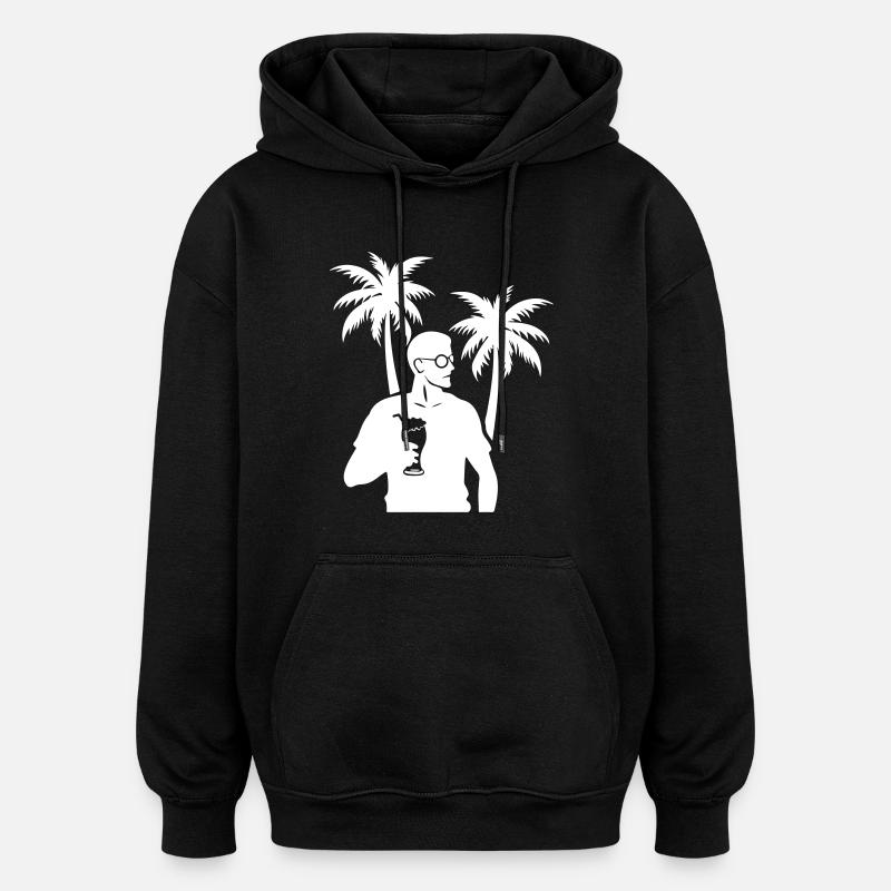 Palm Tree Holiday Boire - Sweat à capuche oversize unisexe - noir