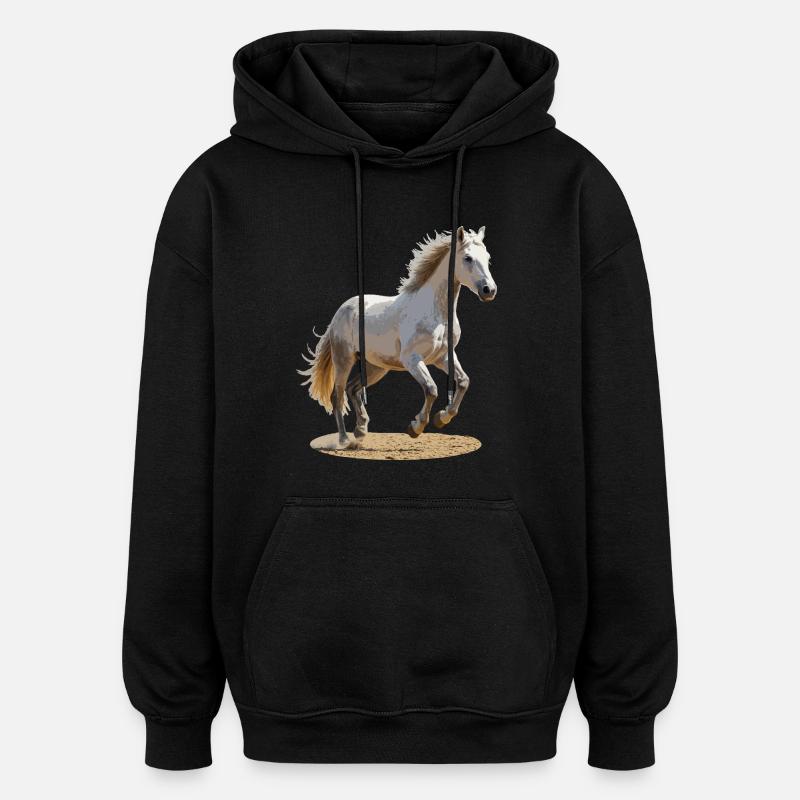 Cheval camarguais - Sweat à capuche oversize unisexe - noir