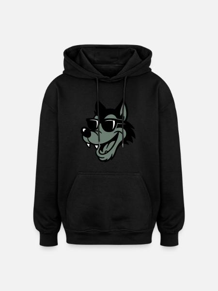 Wolf Comic - Oversized Unisex Hoodie - Schwarz