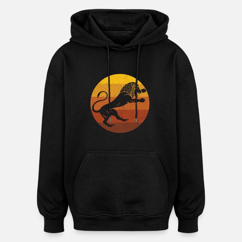 Lion - Retro africain - Sweat à capuche oversize unisexe - noir