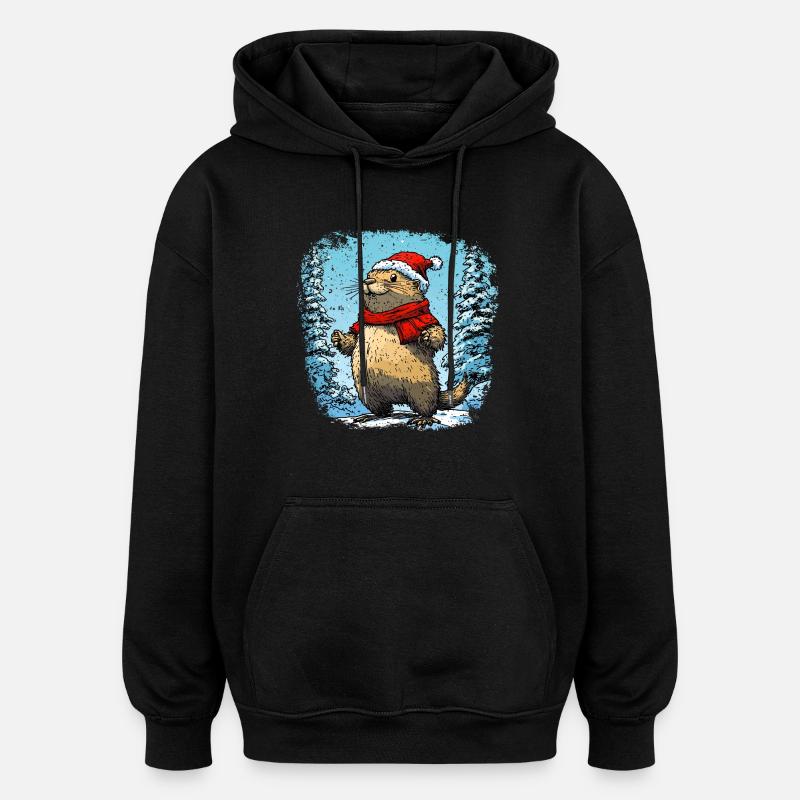 Marmottes de Noël - Sweat à capuche oversize unisexe - noir
