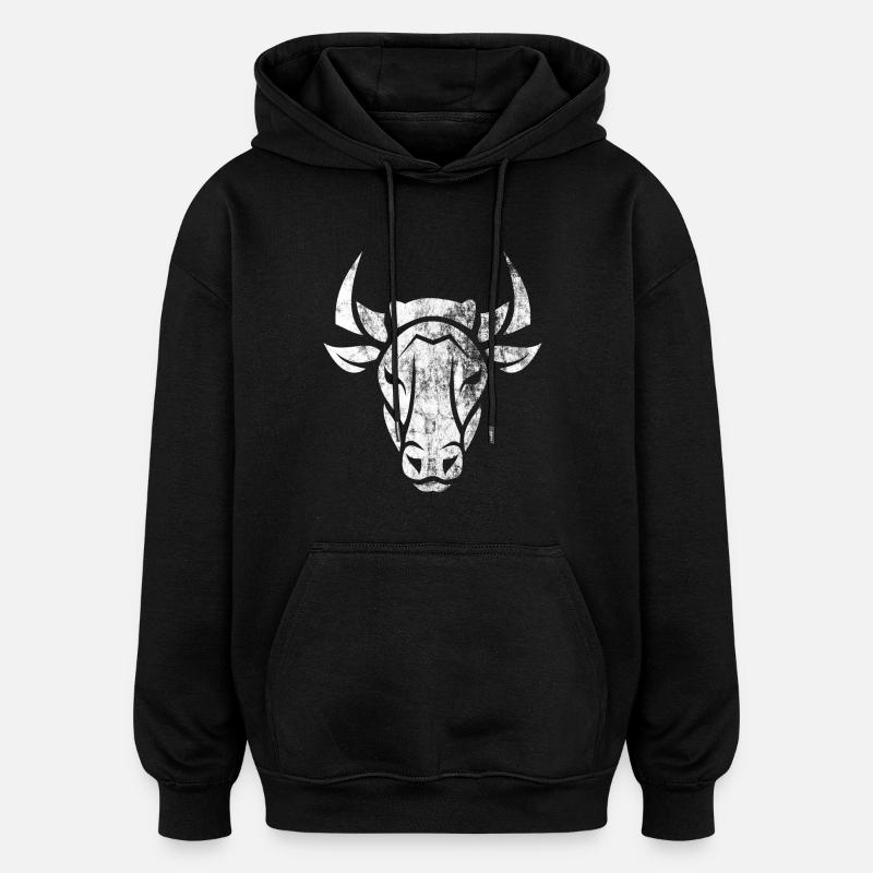 Tête de taureau - Sweat à capuche oversize unisexe - noir