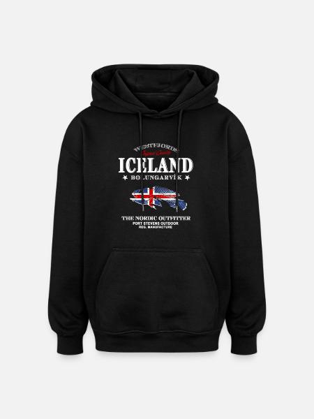 Iceland Fishing - Oversized Unisex Hoodie - Schwarz