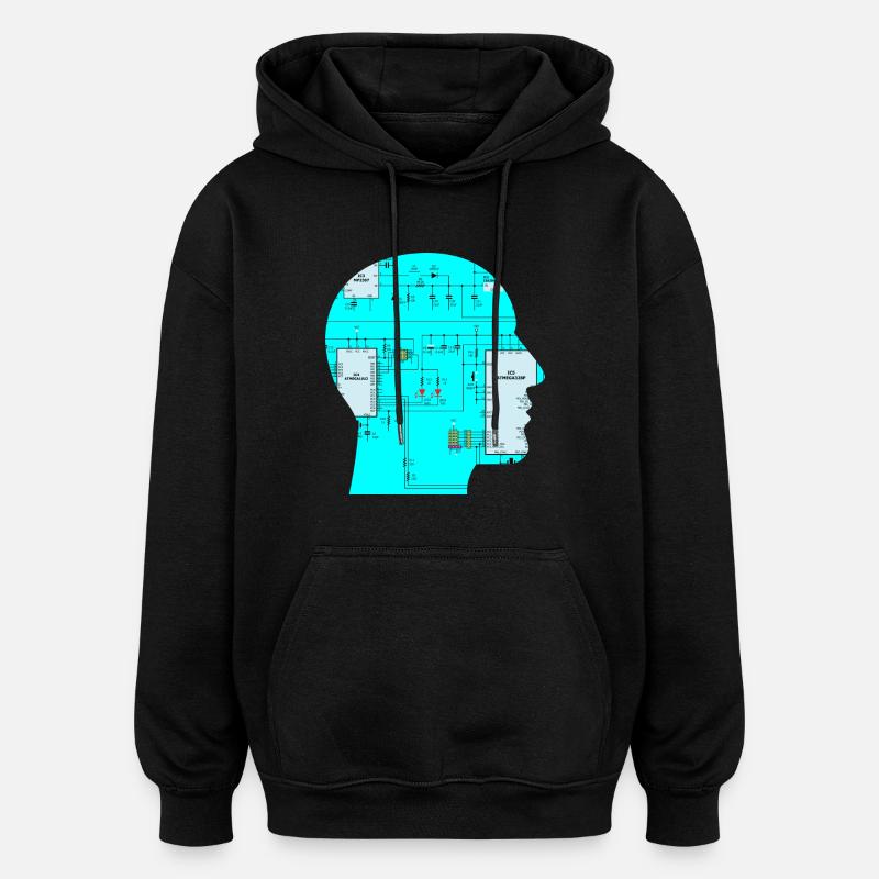 circuito eléctrico - Sudadera con capucha oversize unisex - negro