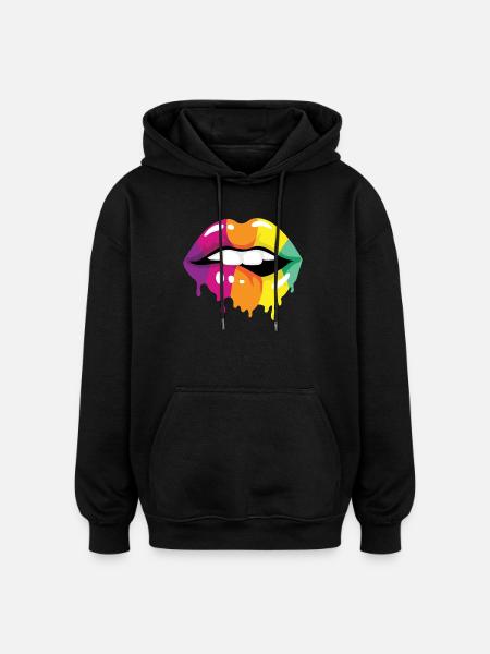 Coloured Lips - Oversized Unisex Hoodie - black