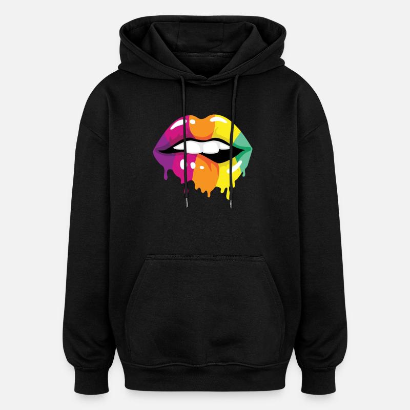 Coloured Lips - Oversized Unisex Hoodie - black