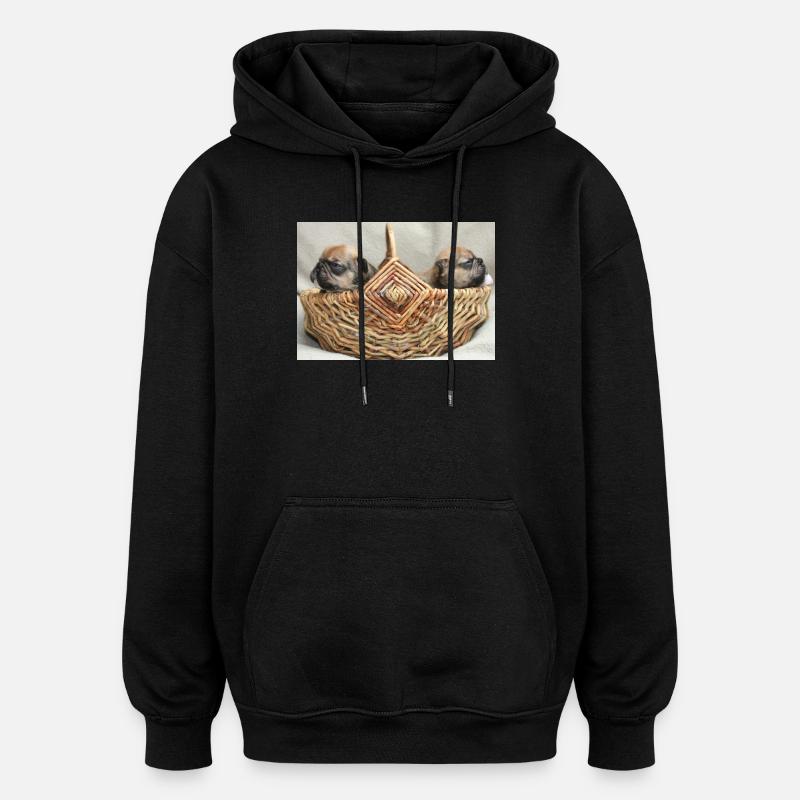 Bouledogues français deux chiots mignons - Sweat à capuche oversize unisexe - noir