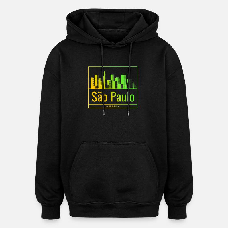São Paulo skyline in neon gradient - Oversized Unisex Hoodie - black