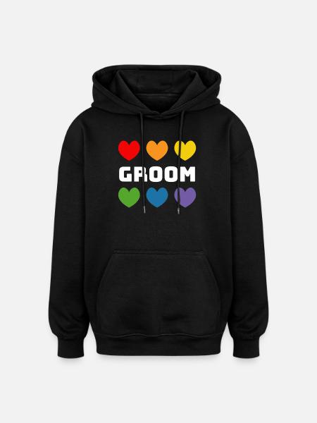 Rainbow Hearts Groom blanc - Sweat à capuche oversize unisexe - noir