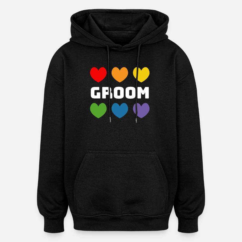 Regenbogenherzchen Groom weiss - Oversized Unisex Hoodie - Schwarz