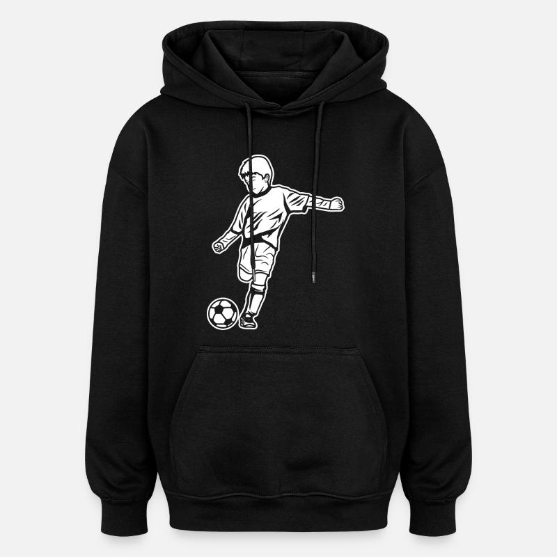 Fußball Junge Zeichnung - Oversized Unisex Hoodie - Schwarz