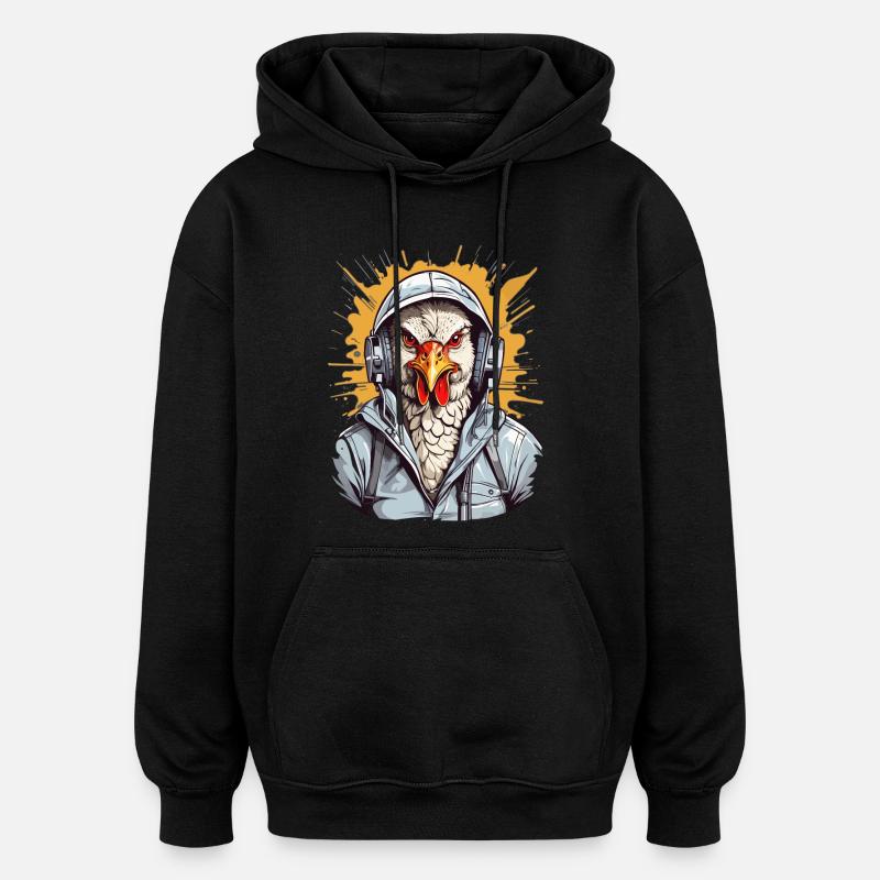 Jupe poulet - Sweat à capuche oversize unisexe - noir