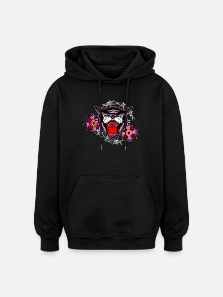 Panthère rose - Sweat à capuche oversize unisexe - noir