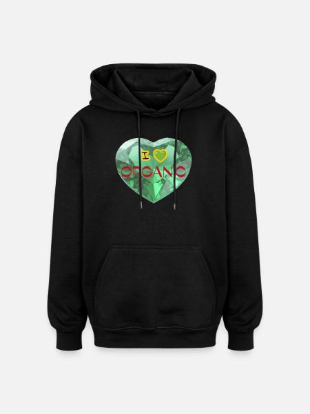 Diamond Heart I Love Organic - Oversized Unisex Hoodie - black
