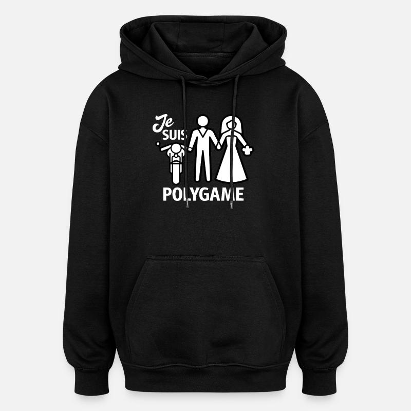 Moto Motard Humour Biker Mariage EVJF - Sweat à capuche oversize unisexe - noir