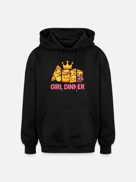 Girl Dinner - Oversized Unisex Hoodie - black