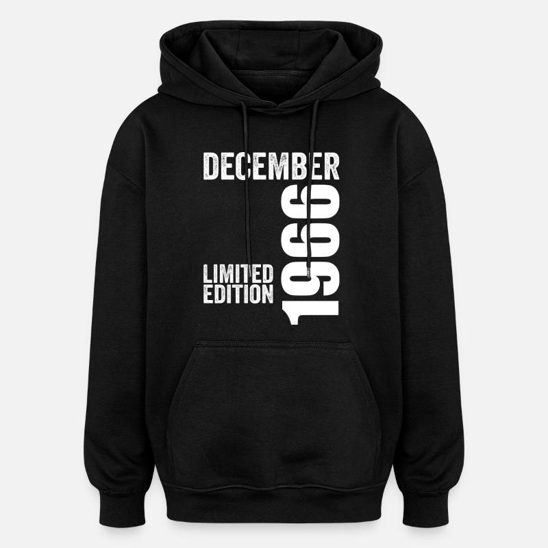 Cadeau Anniversaire Rétro - Décembre 1966 - Sweat à capuche oversize unisexe - noir