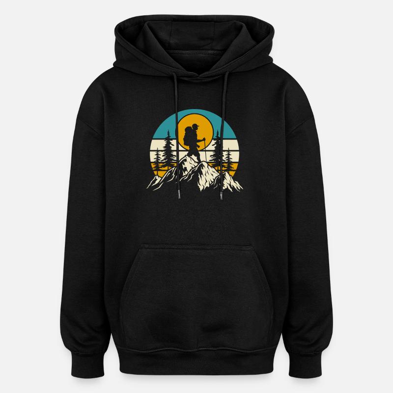 Randonnée Randonneur Alpiniste Cadeau - Sweat à capuche oversize unisexe - noir