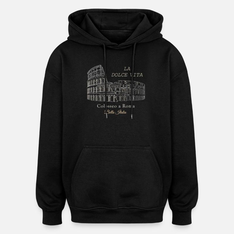 Colosseo Rome La Dolce Vita - Sweat à capuche oversize unisexe - noir