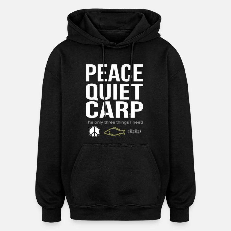 Paix, Tranquillité, Carpe, Pêche, Plaisir - Sweat à capuche oversize unisexe - noir