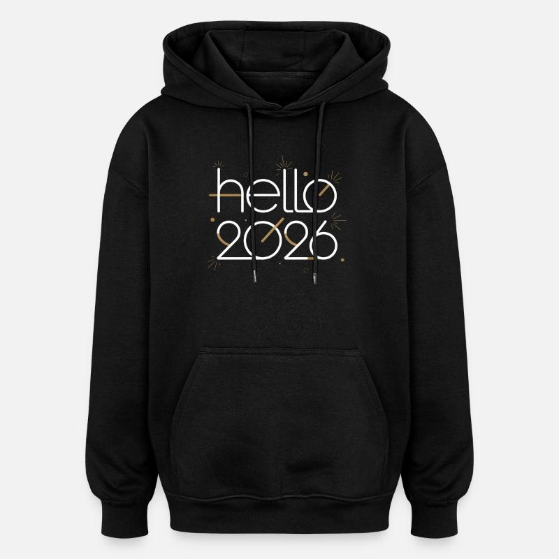 Hallo, 2026 Neon-Gliederung - Oversized Unisex Hoodie - Schwarz