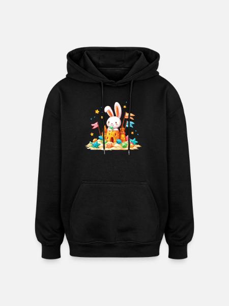Bunny on the Beach Sandpit - Oversized Unisex Hoodie - black